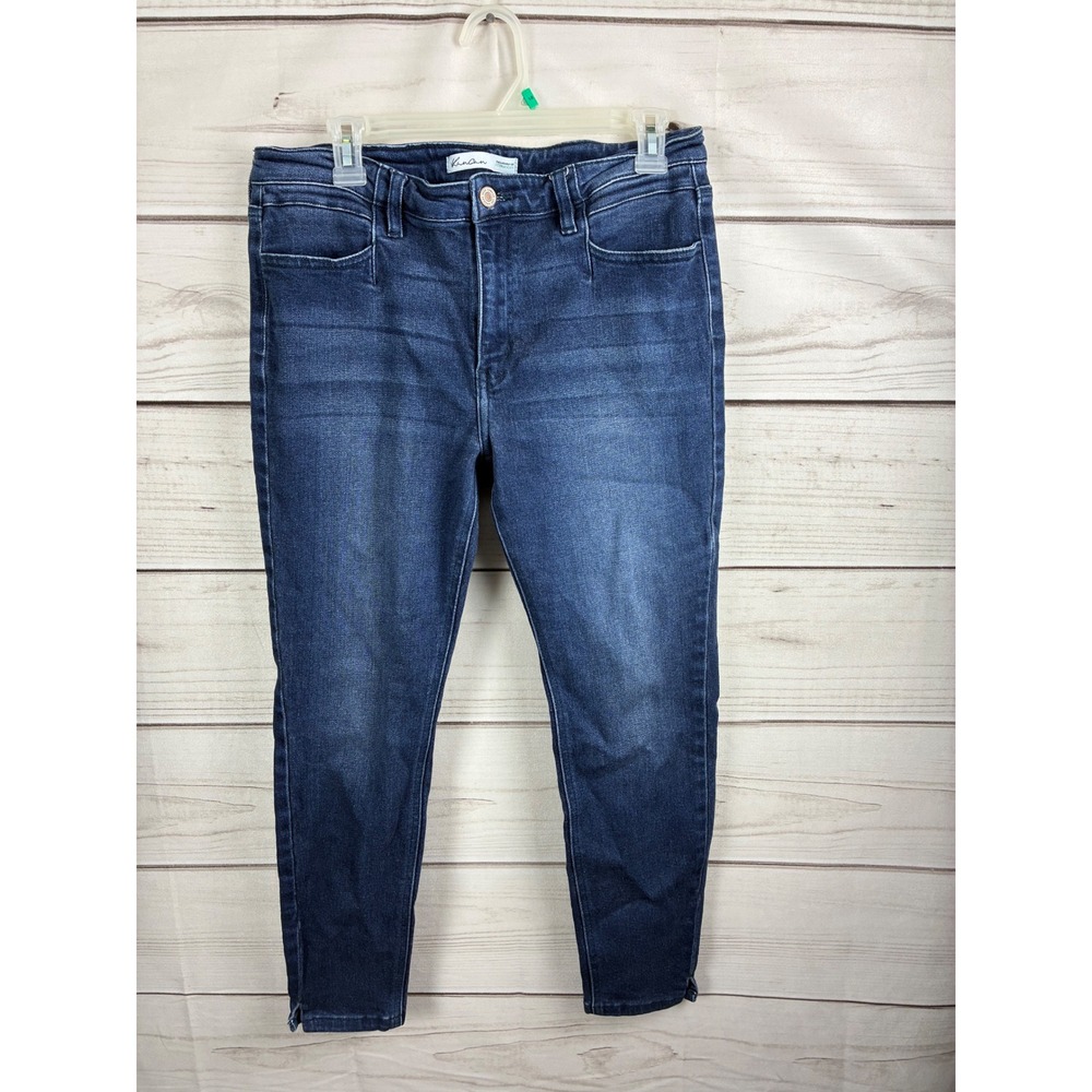 KanCan Maurices Dark Wash High Rise Skinny Jeans with Ankle Slits Women's SZ 30